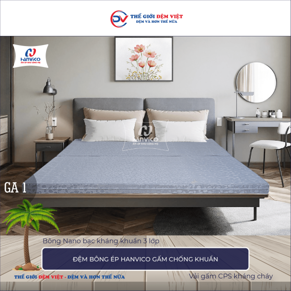 Đệm bông ép Hanvico gấm chống khuẩn